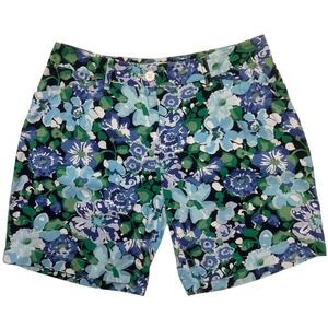 Talbots Blue & Green Floral‎ Print Cotton Shorts Size 4